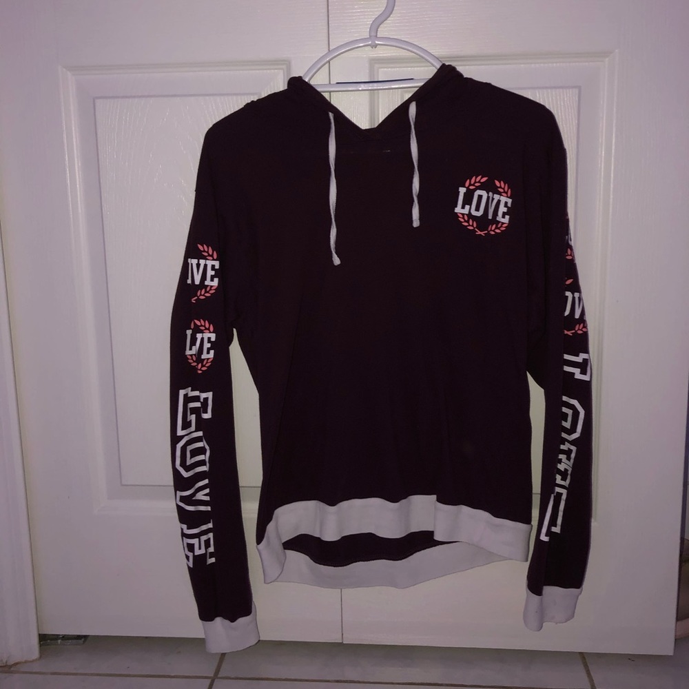 Pinks burgundy hoodie sweater